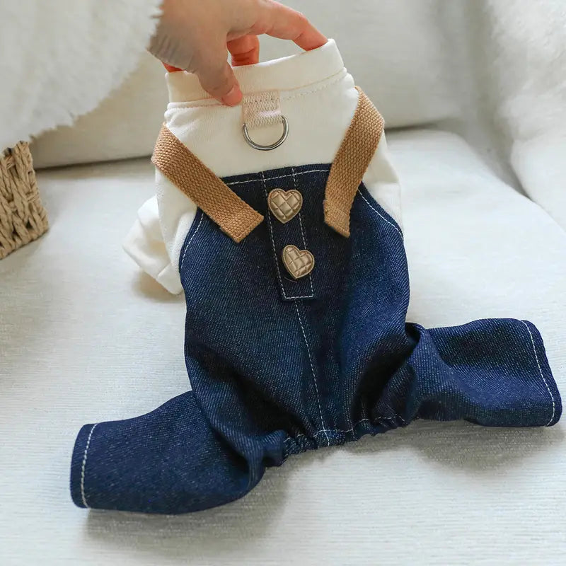 Salopette/Tuta Denim Con T-Shirt Integrata