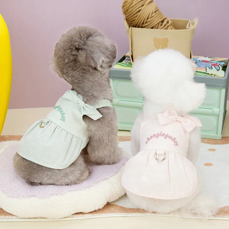 Vestitino Estivo a Righe per Cani con D-Ring