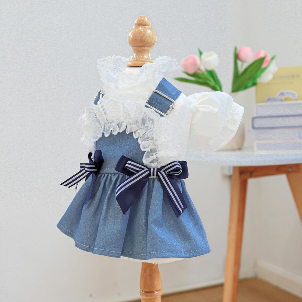 Vestito in Denim e Pizzo per Cagnoline