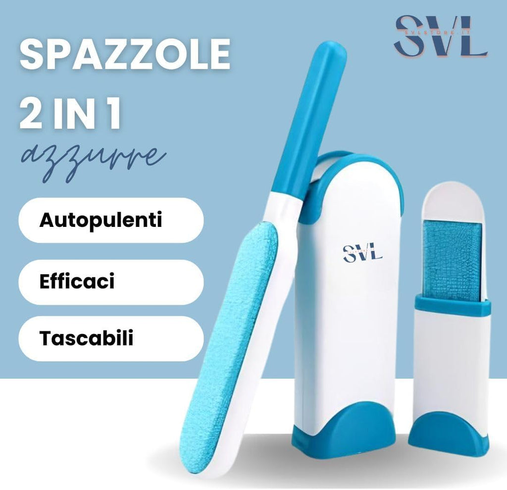 Kit Spazzole Rimuovi Pelo 2 in 1 – Autopulente, Efficace e Tascabile per Peli di Animali Domestici