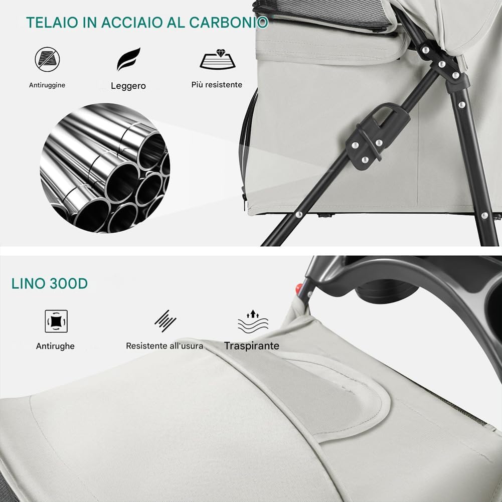 Carrozzina per Cani e Gatti Pieghevole – Comfort e Stile