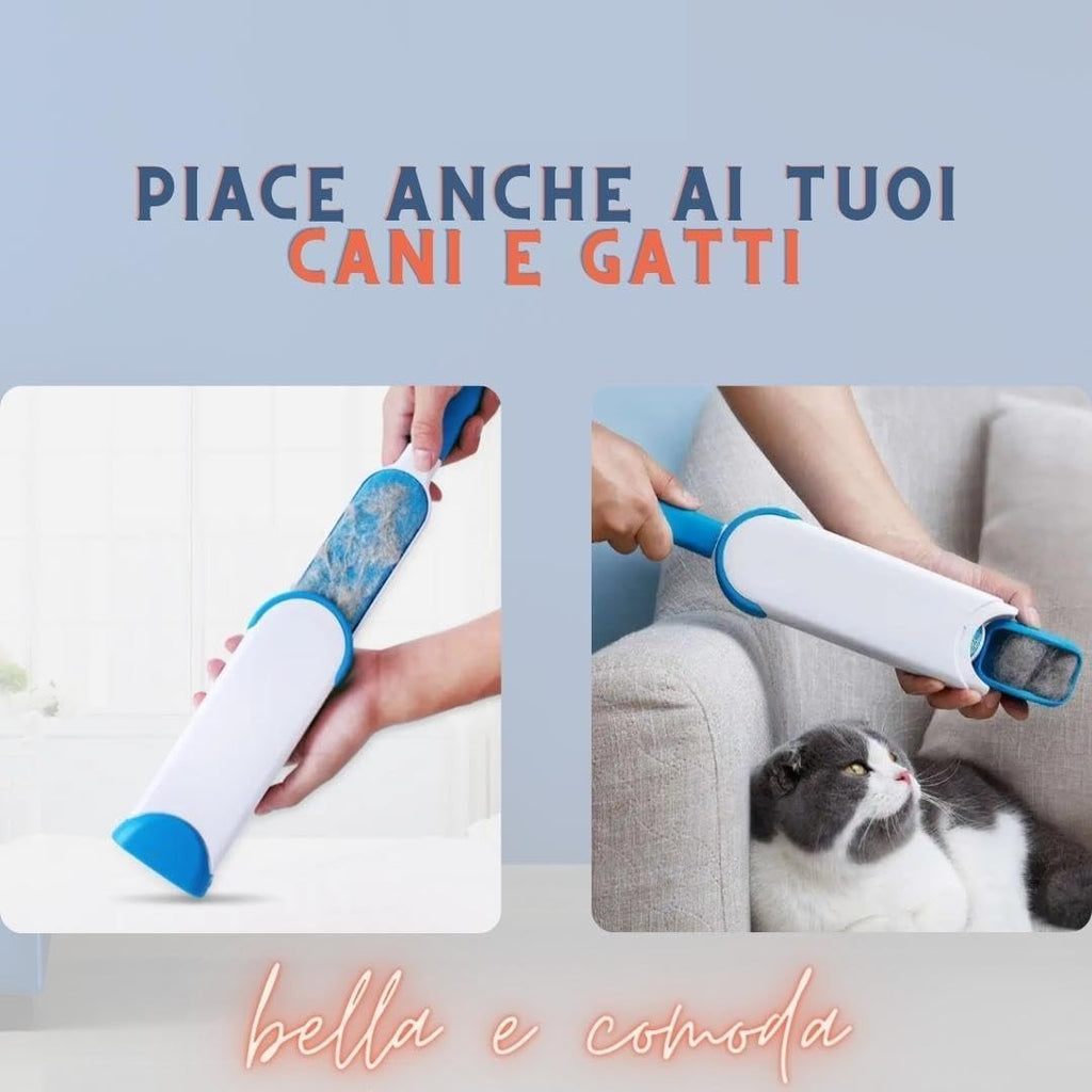 Kit Spazzole Rimuovi Pelo 2 in 1 – Autopulente, Efficace e Tascabile per Peli di Animali Domestici