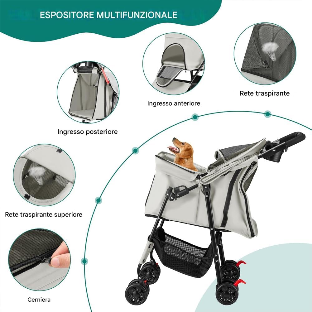 Carrozzina per Cani e Gatti Pieghevole – Comfort e Stile