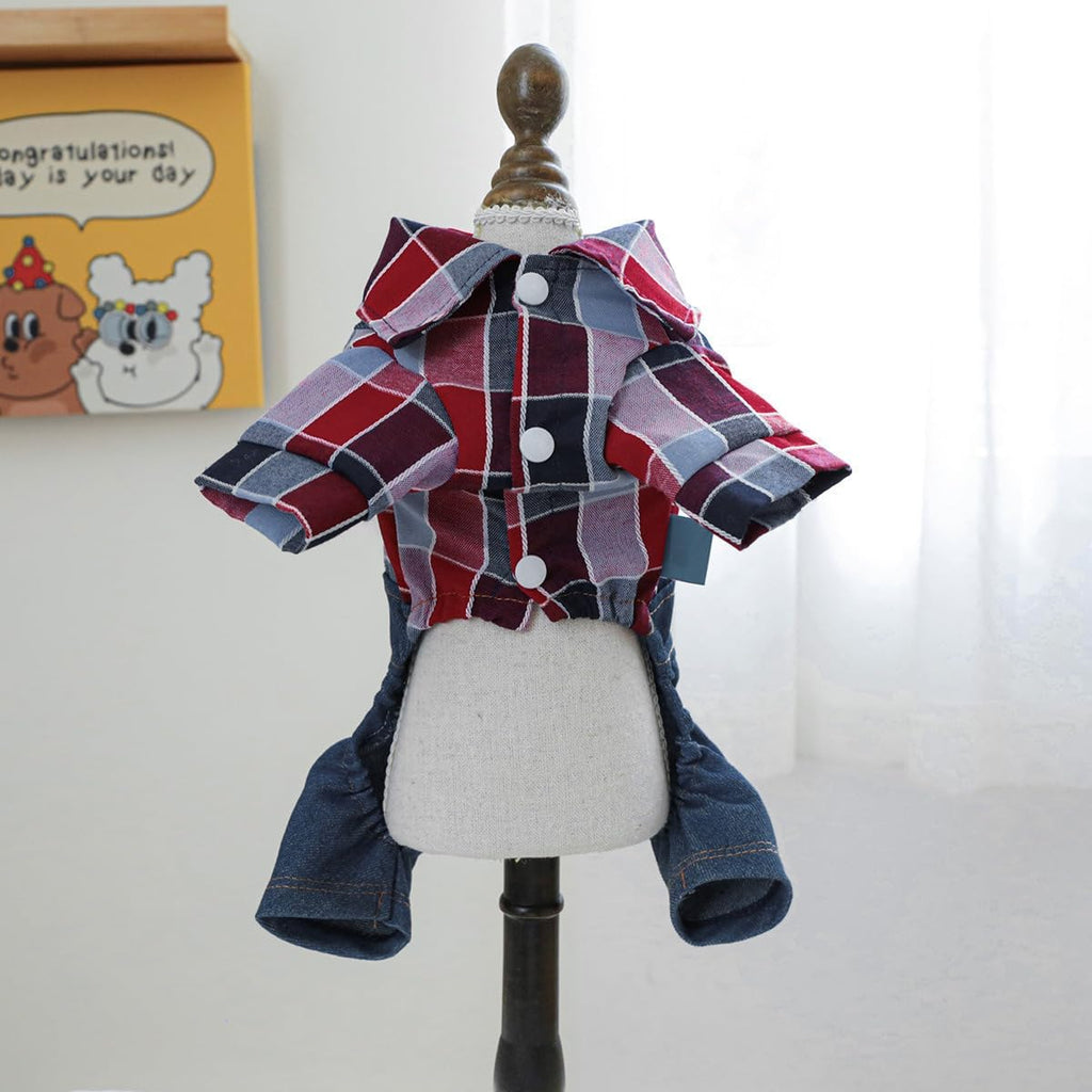 Salopette con Camicia a Quadri