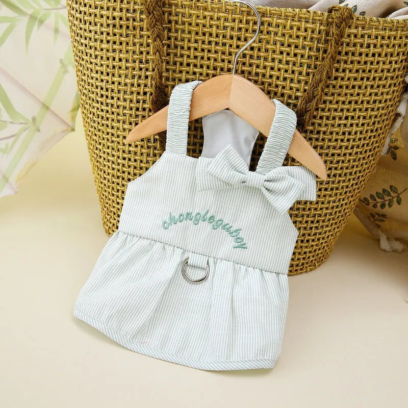 Vestitino Estivo a Righe per Cani con D-Ring