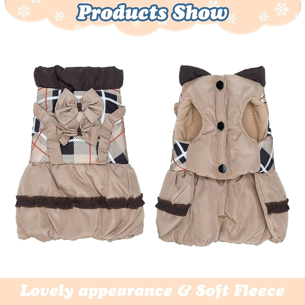 Vestitino Invernale Elegante per Cani - Design a Quadri con Gonna a Balze