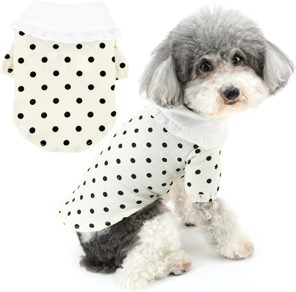 Vestitino a Pois con Colletto in Pizzo