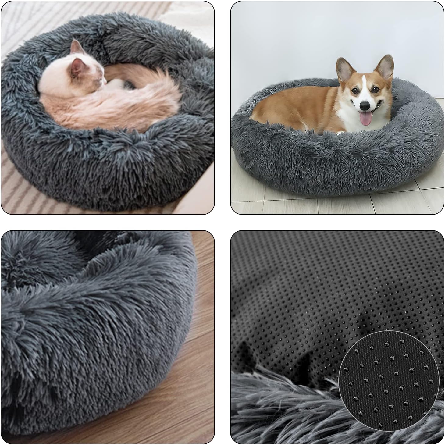 Cuccia Rotondo in Peluche Morbido  per Cani Cuccia Lavabile