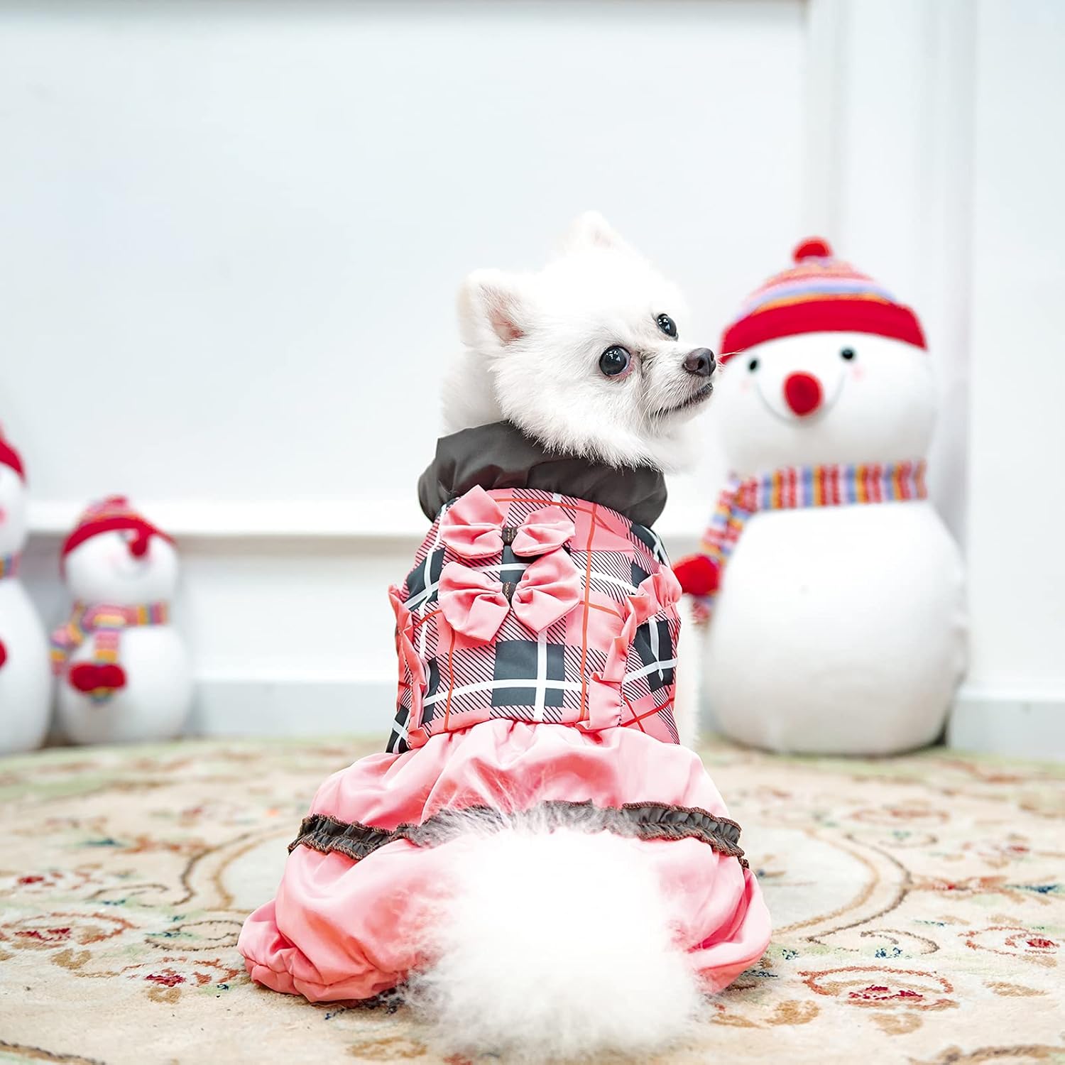 Vestitino Invernale Elegante per Cani - Design a Quadri con Gonna a Balze