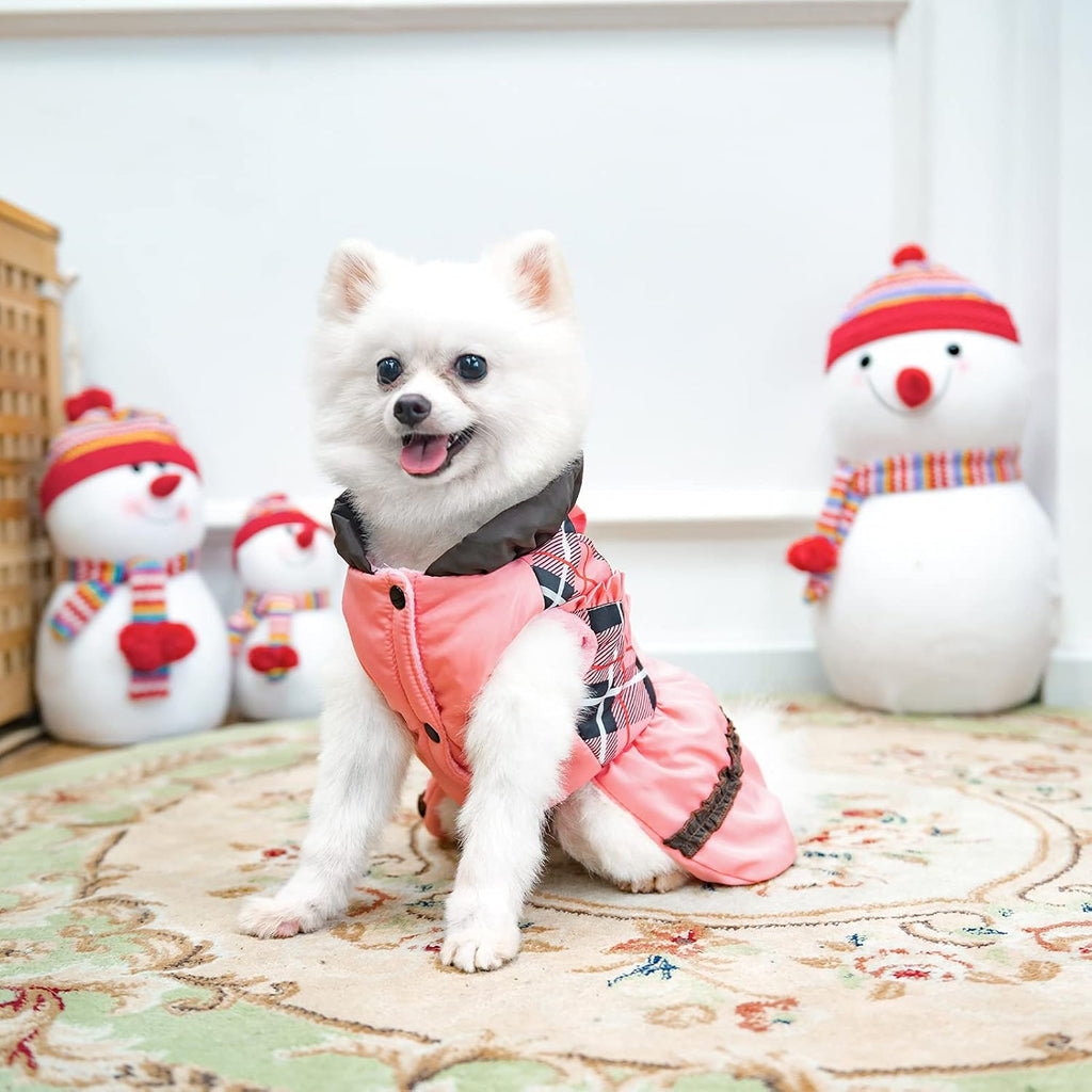 Vestitino Invernale Elegante per Cani - Design a Quadri con Gonna a Balze