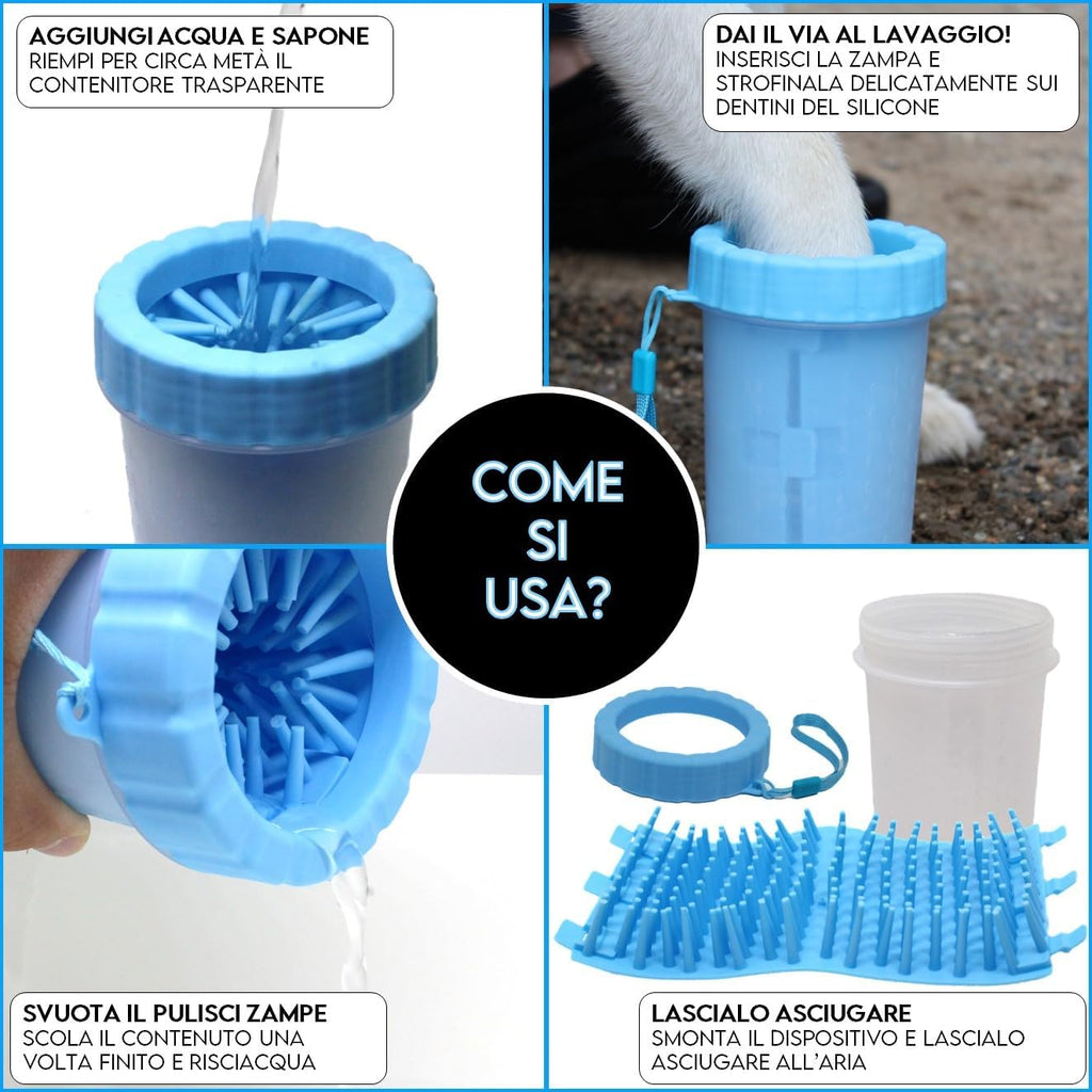 Lavazampette Portatile per Cani – Elimina Fango e Sporco Facilmente, Zampette Pulite Ovunque!