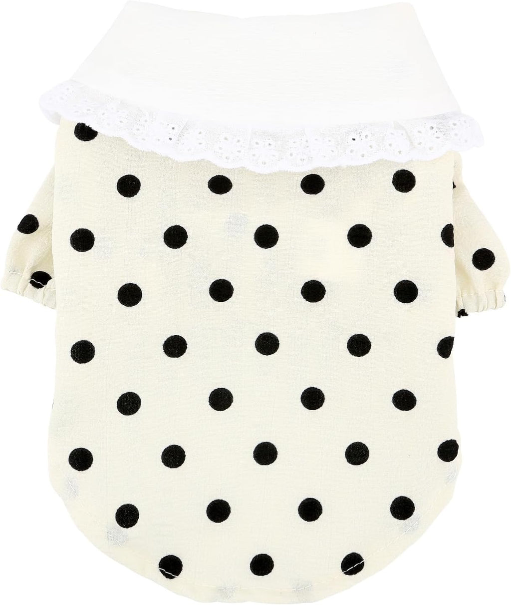 Vestitino a Pois con Colletto in Pizzo