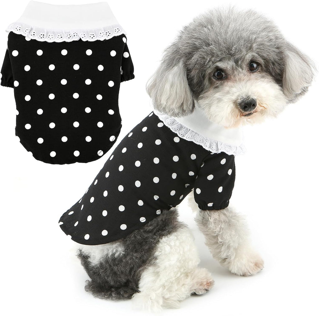 Vestitino a Pois con Colletto in Pizzo