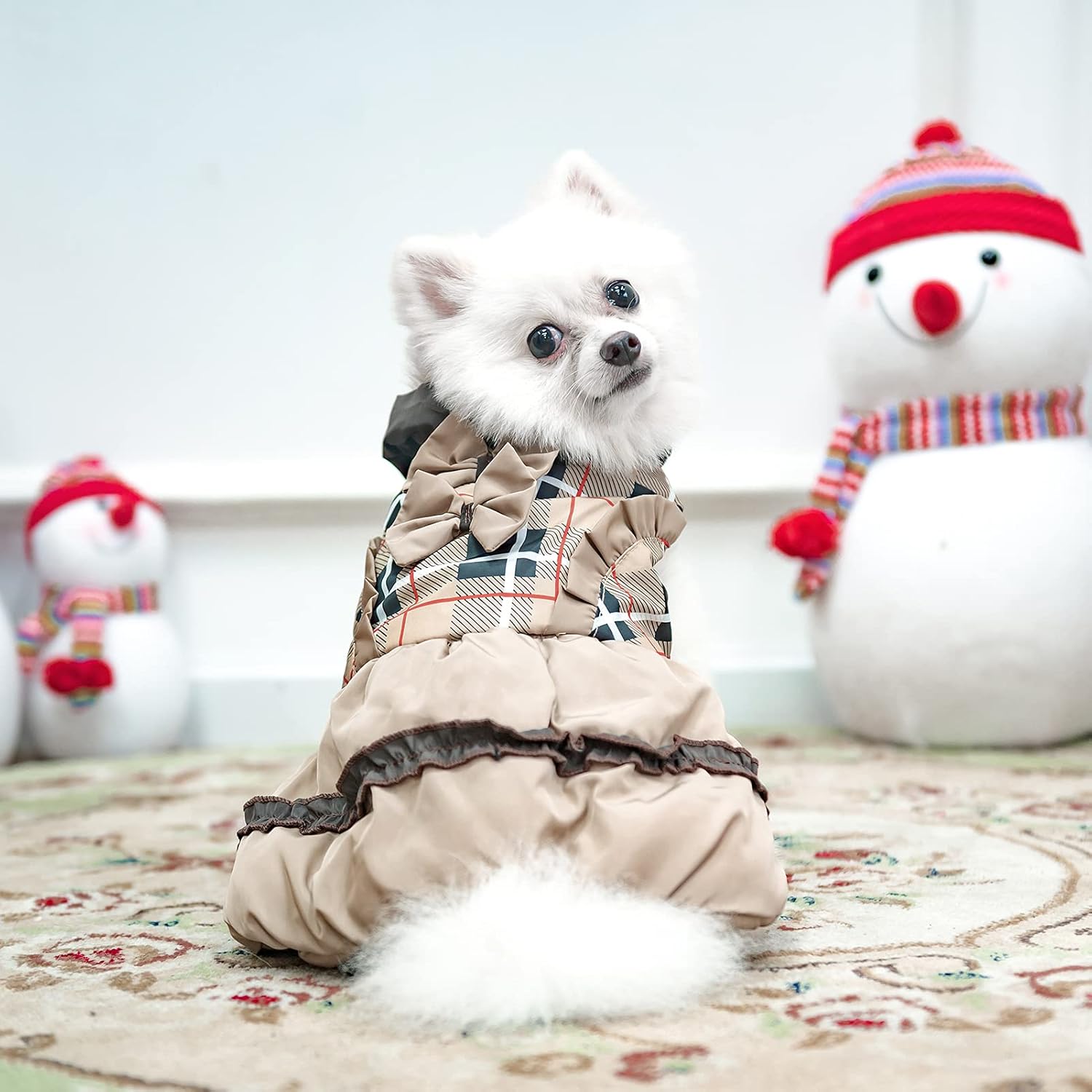 Vestitino Invernale Elegante per Cani - Design a Quadri con Gonna a Balze