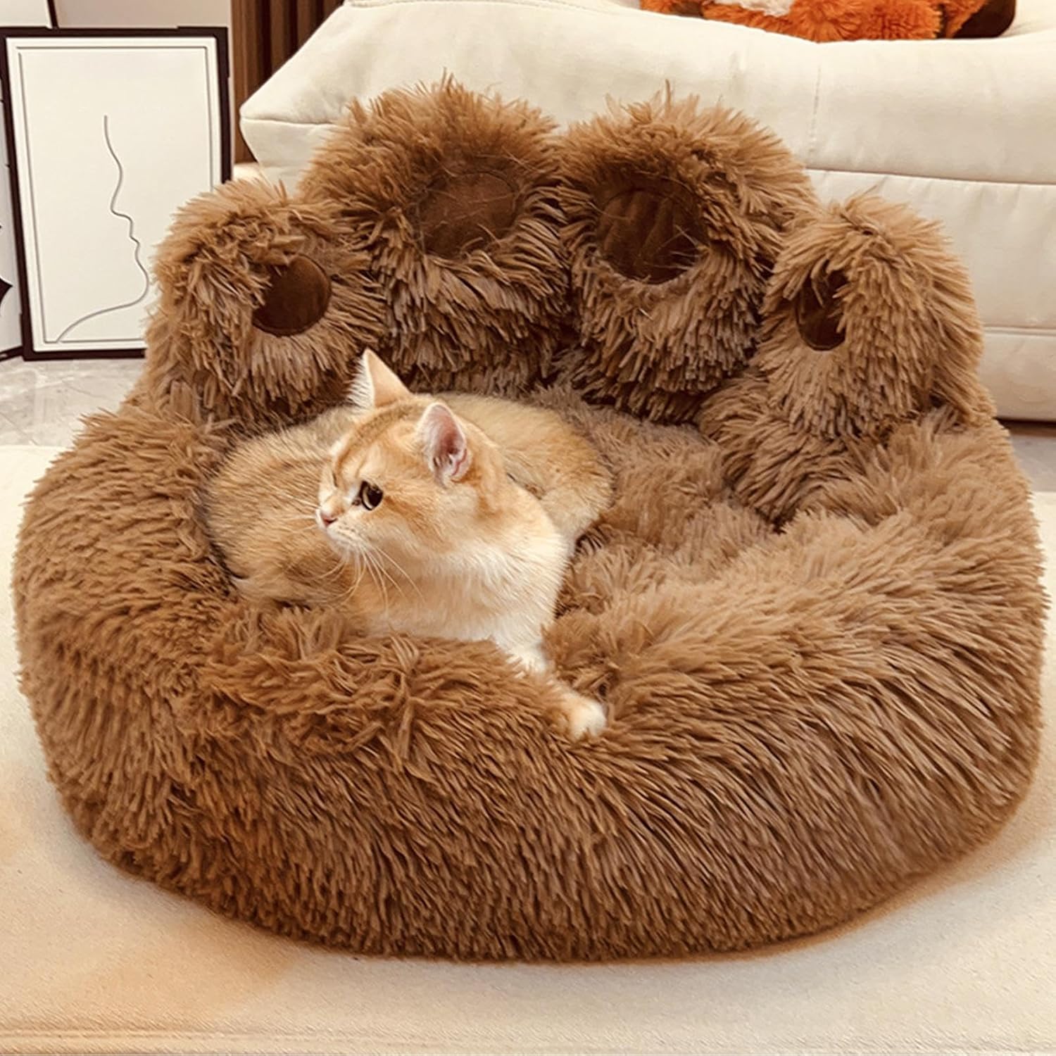 Cuccia Soffice a Forma di Zampa di Orso per Cani e Gatti – Letto in Peluche