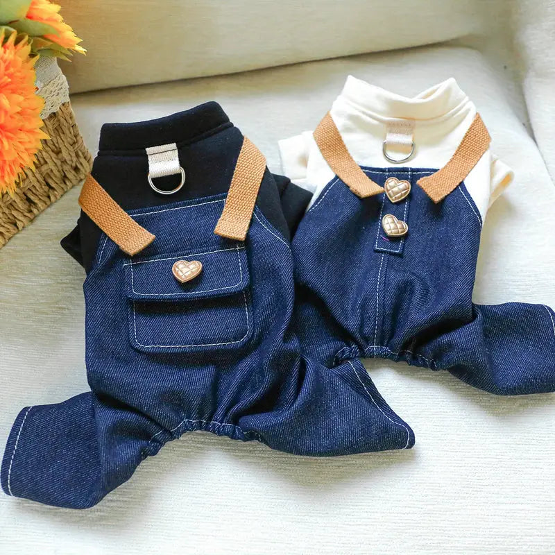 Salopette/Tuta Denim Con T-Shirt Integrata