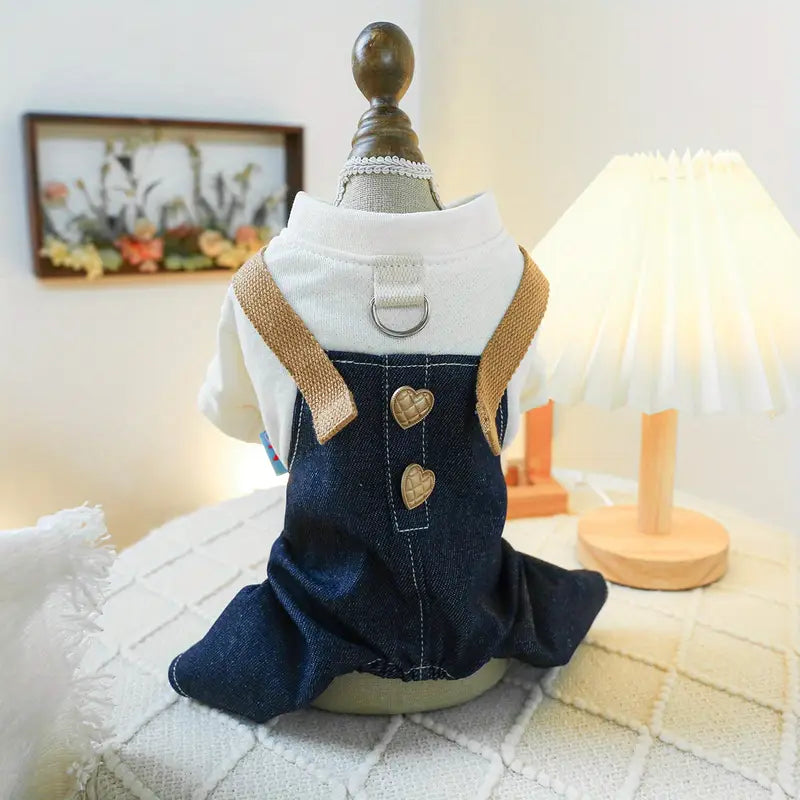 Salopette/Tuta Denim Con T-Shirt Integrata