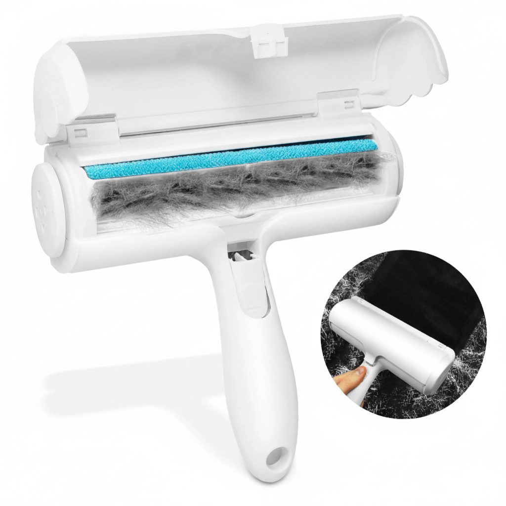 Rullo Rimuovi Pelo 2 in 1 Riutilizzabile – Spazzola Manuale con Vano Raccolta per Peli di Cani e Gatti