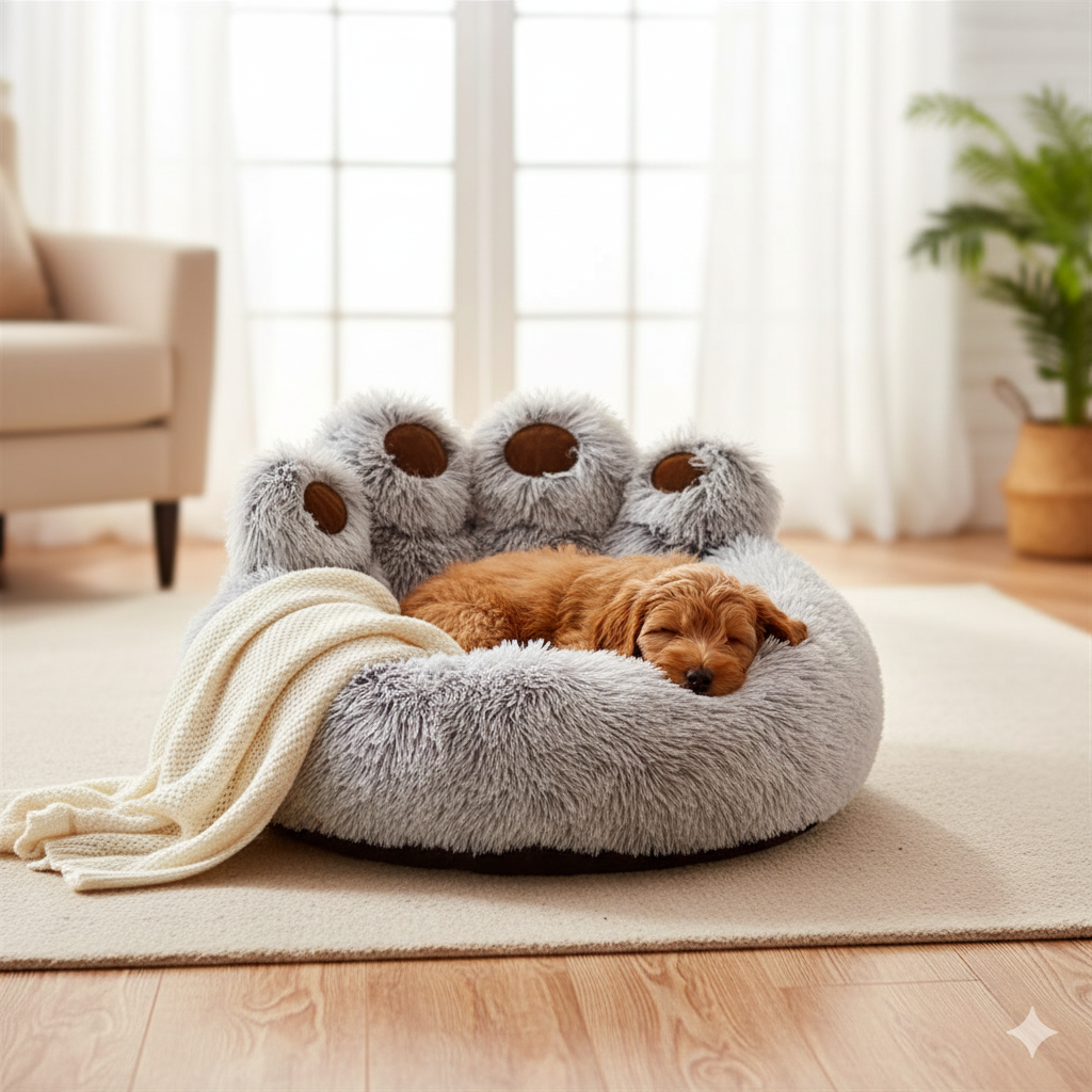 Cuccia Soffice a Forma di Zampa di Orso per Cani e Gatti – Letto in Peluche