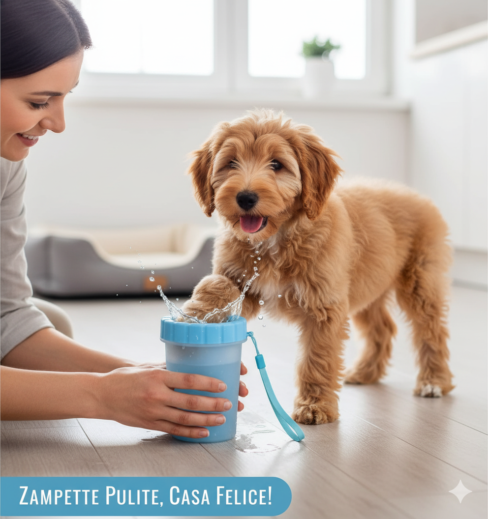 Lavazampette Portatile per Cani – Elimina Fango e Sporco Facilmente, Zampette Pulite Ovunque!