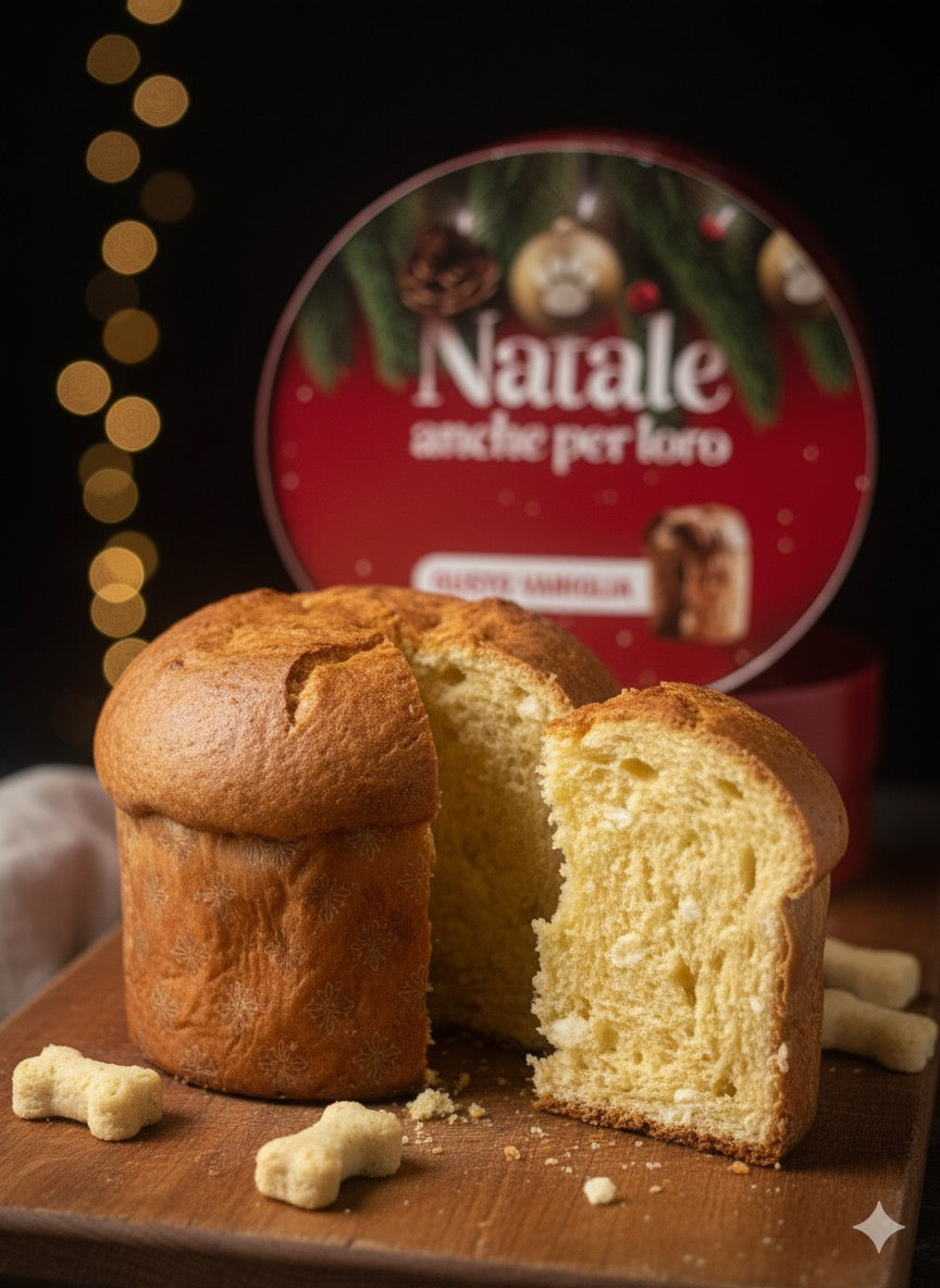 Panettone Artigianale per Cani al Gusto Vaniglia 
- Delizia Natalizia 100%
Naturale