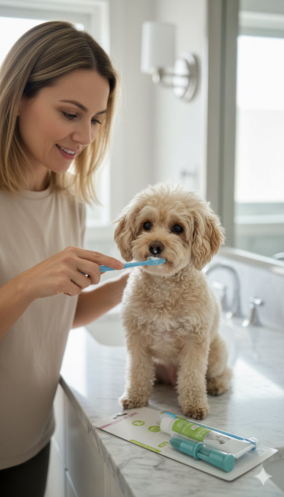 Kit Igiene Dentale Cani 4 Pezzi (Spazzolino Dito + Dentifricio Menta)
- Addio Alito Cattivo!