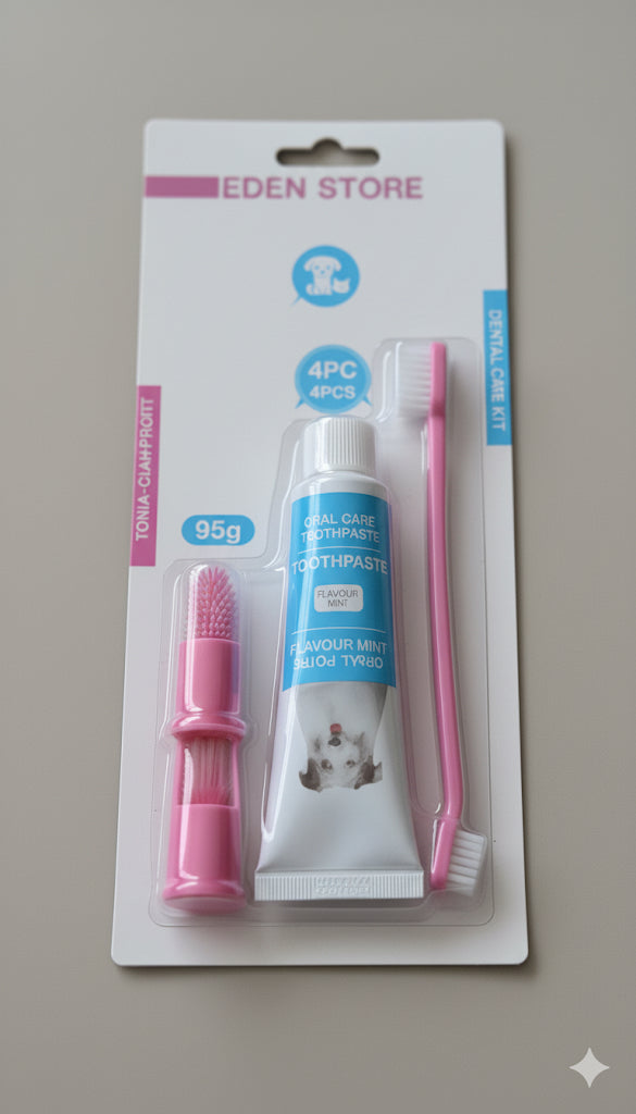 Kit Igiene Dentale Cani 4 Pezzi (Spazzolino Dito + Dentifricio Menta)
- Addio Alito Cattivo!