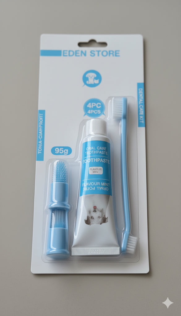 Kit Igiene Dentale Cani 4 Pezzi (Spazzolino Dito + Dentifricio Menta)
- Addio Alito Cattivo!