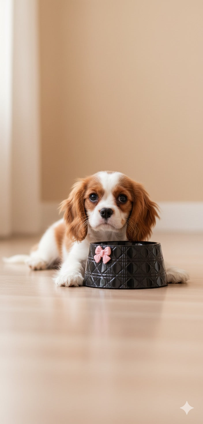 Ciotole Design Elegante con Fiocco Rosa (3 Colori) | Perfette per la Pappa delle Tue Principesse