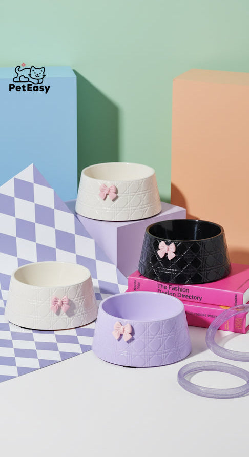 Ciotole Design Elegante con Fiocco Rosa (3 Colori) | Perfette per la Pappa delle Tue Principesse