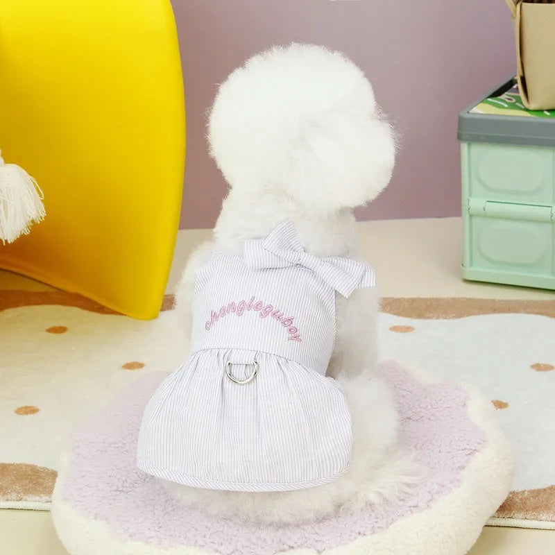 Vestitino Estivo a Righe per Cani con D-Ring