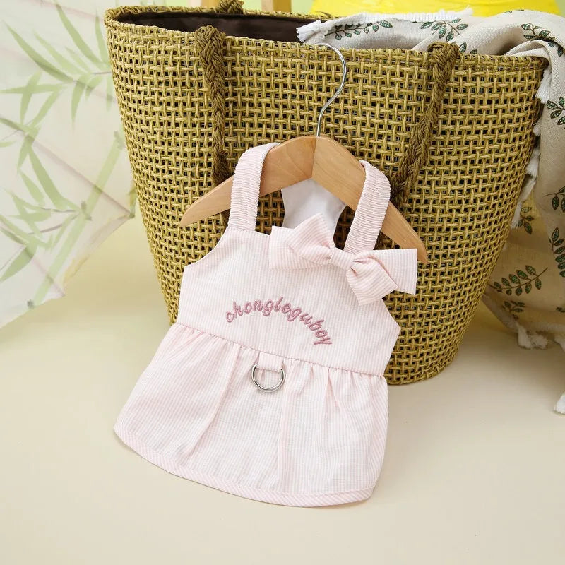 Vestitino Estivo a Righe per Cani con D-Ring