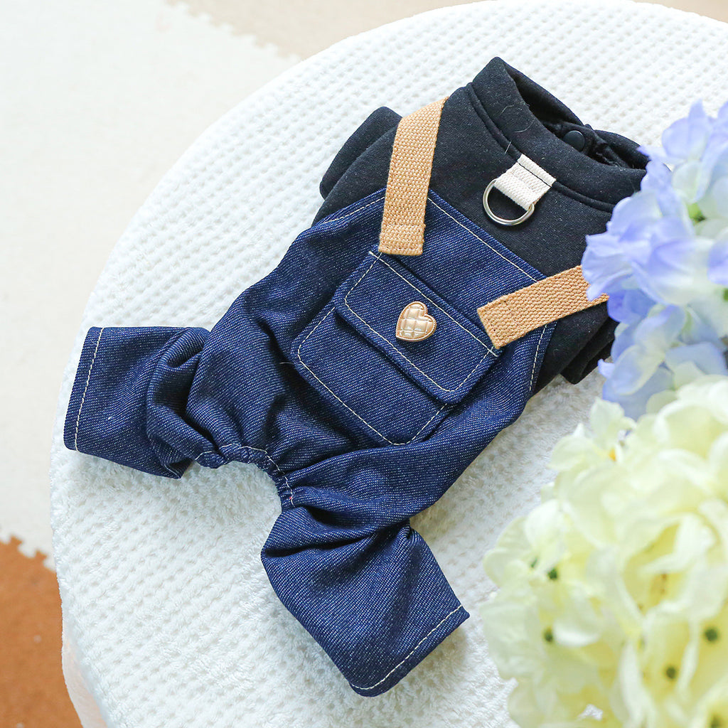 Salopette/Tuta Denim Con T-Shirt Integrata