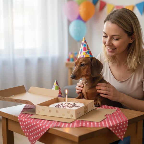 Torta Biscotto "Happy Birthday" Artigianale per Cani – Senza Zucchero, Prodotto Made in Italy
