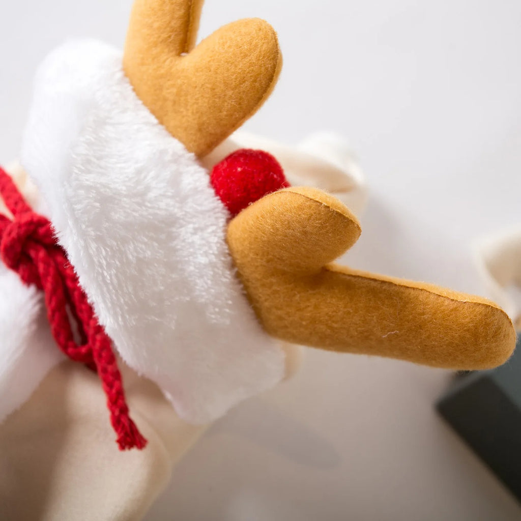 Mantello di Natale da Renna per Cani e Gatti – Vestito Natalizio Caldo con Cappuccio e Corna di Cervo