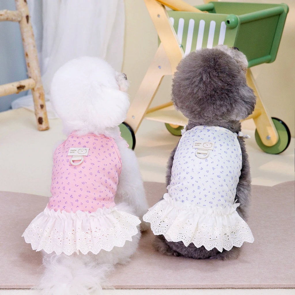 Abito Estivo Floreale - Morbida Canotta con Orlo in Pizzo Sangallo e Spalline Regolabili