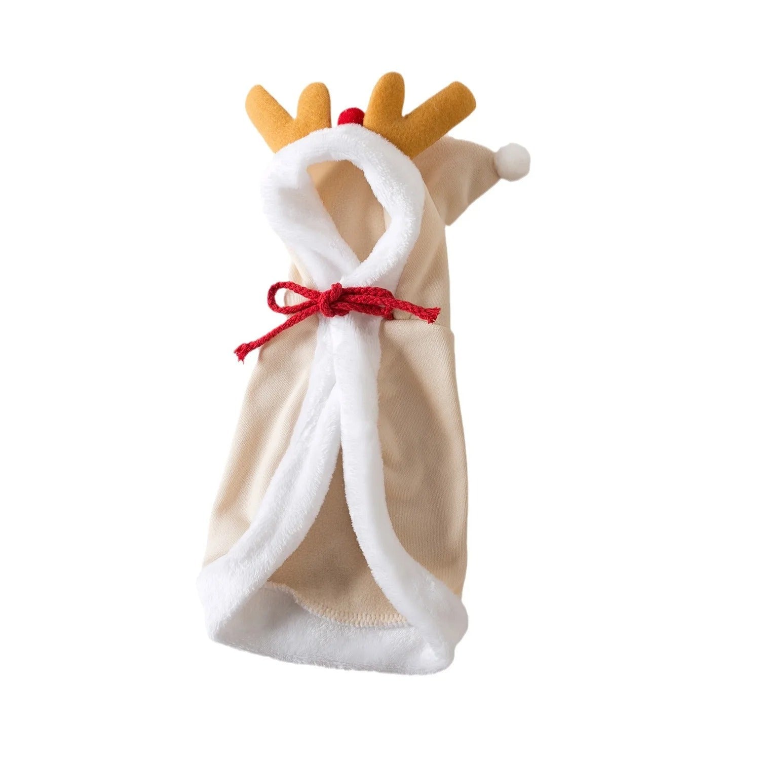 Mantello di Natale da Renna per Cani e Gatti – Vestito Natalizio Caldo con Cappuccio e Corna di Cervo